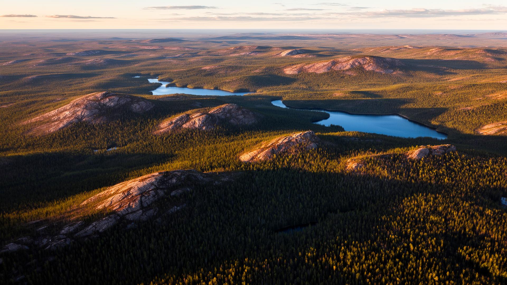 Aerial view of the Red Lake greenstone belt, northwestern Ontario